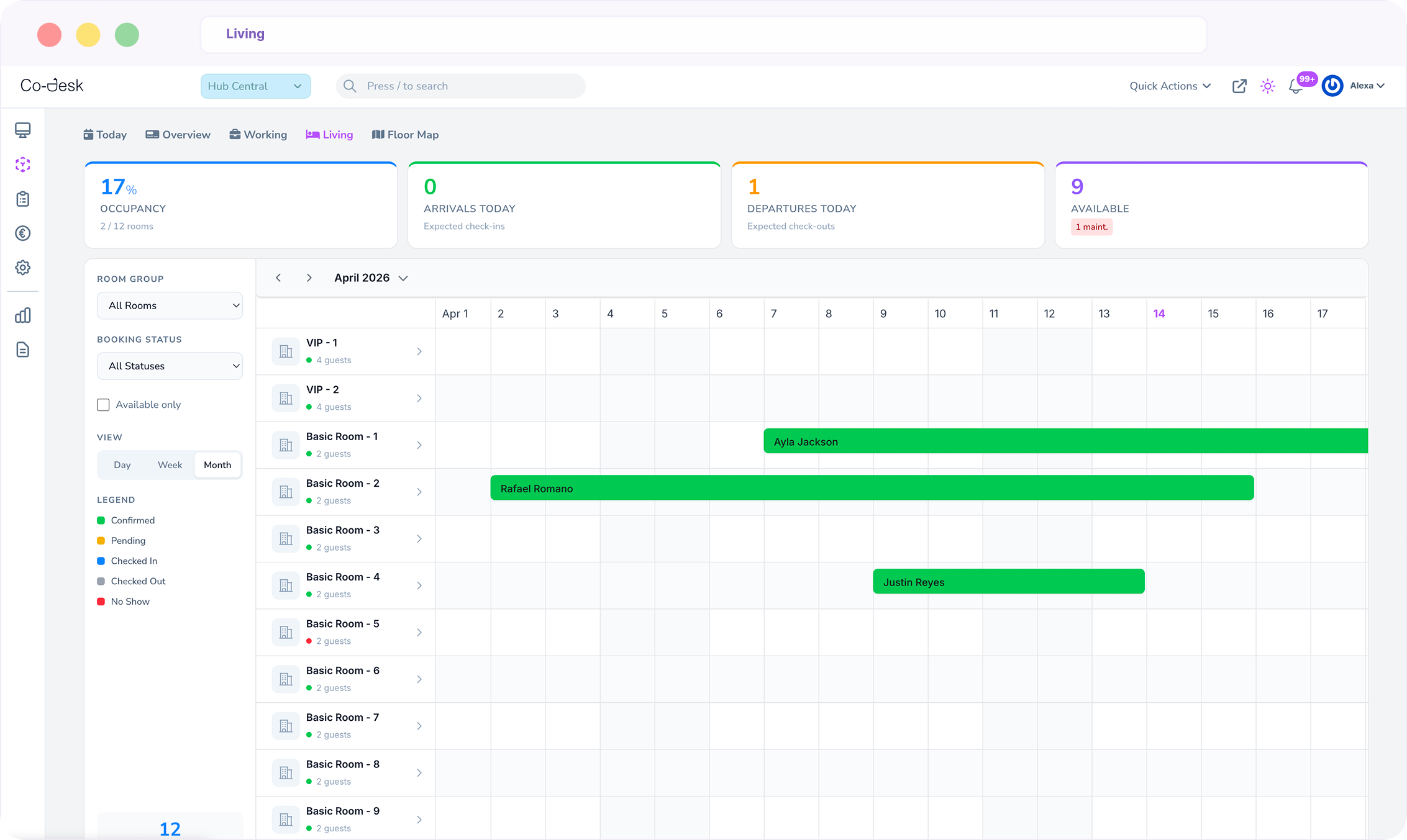 Co-Desk coliving management dashboard